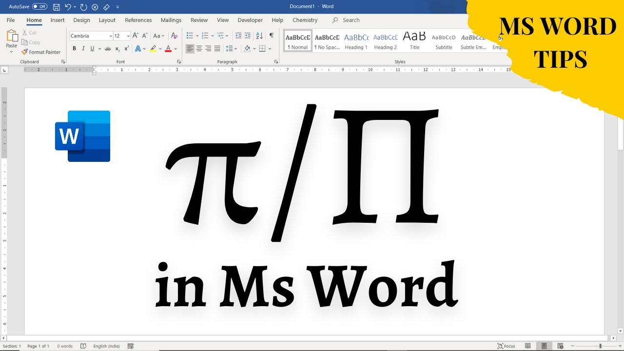 Ms Word tutorial on how to type / insert equation in Ms Word