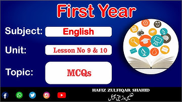 Inter Part-1 English Unit 09 And 10{Exercise} MCQs  #intermediate   #hafizzulfiqarshahid