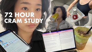 REALISTIC 72 HOUR cram vlog *stressed out*: 3 exam, 3 presentations, productive studying