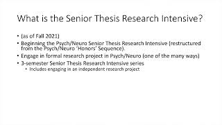 What Is The Senior Thesis Research Intensive?