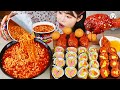 ASMR MUKBANG| 직접 만든 불닭볶음탕면 양념치킨 김밥 치즈볼 먹방 & 레시피 FRIED CHICKEN AND FIRE NOODLES EATING