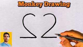 how to draw monkey drawing from number 22/monkey drawing easy/monkey drawing tutorial