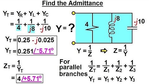 Electrical Engineering: Ch 10 Alternating Voltages & Phasors (69 of 82) Find Admittance=?