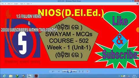 Solved MCQ (SWAYAM), COURSE - 502, UNIT - 1, (IN ODIA)