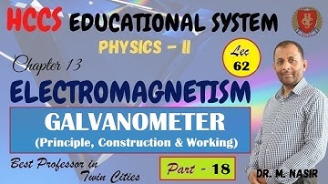 Galvanometer | Principle | Construction | Working | Ch#13 (Part 18) | Physics-II|Prof.M.Nasir|LEC#62