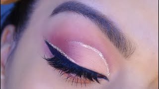 Pink glam half cut crease eye makeup tutorial