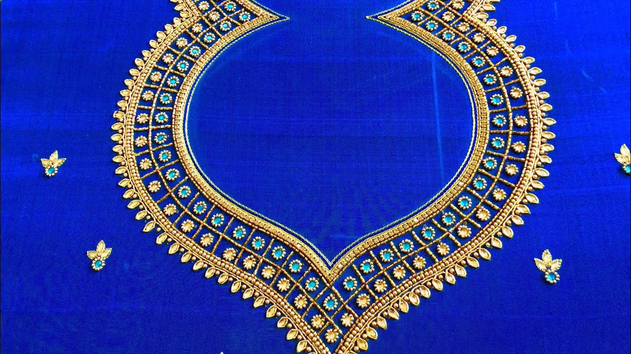 Traditional aari embroidery with beads and zardosi  youtube Traditional aari embroidery with beads and zardosi  youtube