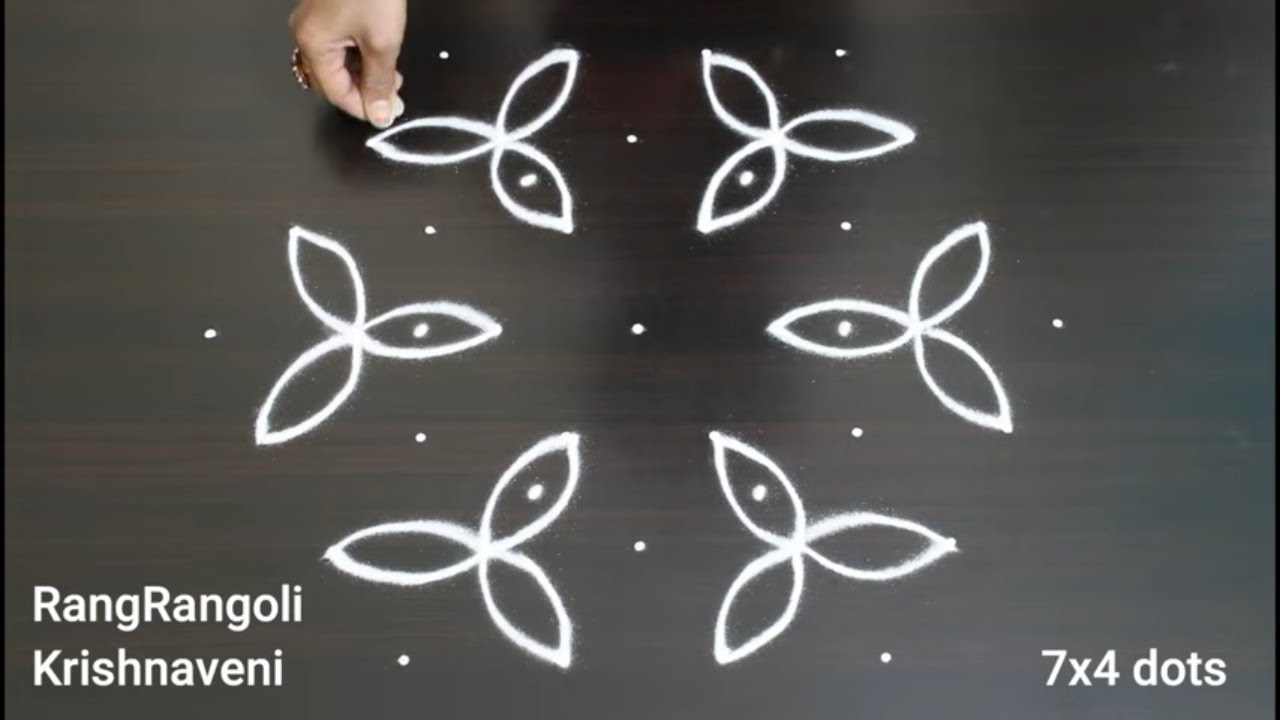 🌺Маха Шиваратри Муггулу (7x4 точки)🌺Шиваратхири Колам от Рангранголи Кришнавени