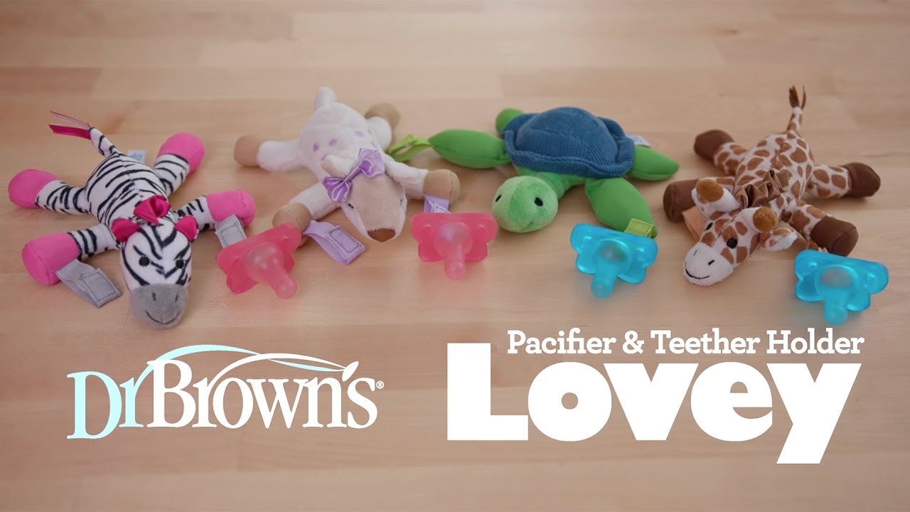Dr Brown's™ Teddy the Triceratops Lovey with Aqua One-Piece Pacifier 