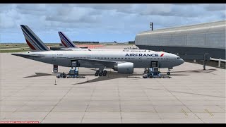 Kinshasa N'Djili Intl (FZAA) to Paris CDG Intl (LFPG) FSX PMDG Air France B777-200 Wing View