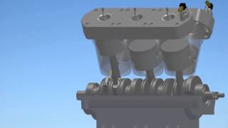 two stroke V6 engine in solidworks