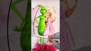 The Grinch + Barbie 💚🩷 #art #satisfying #transformation #satisfying #mixingcharacters #grinch
