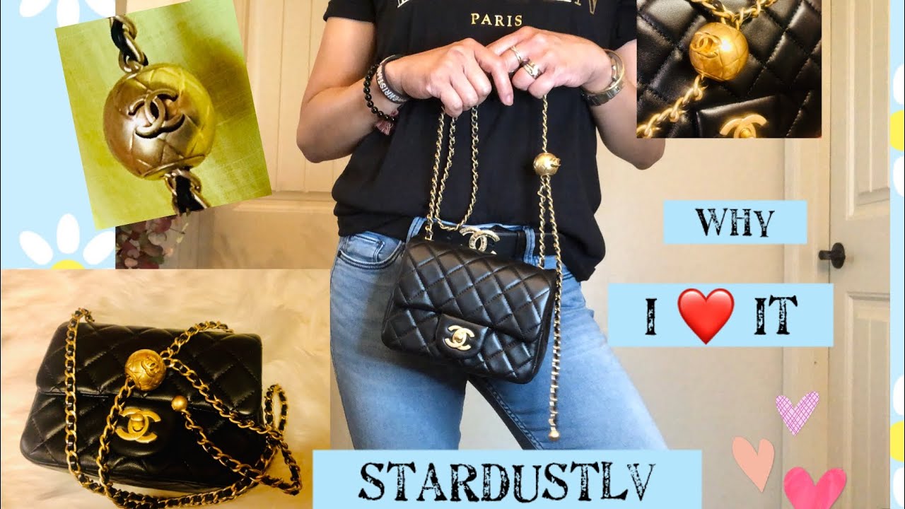 CHANEL FLAP BAG PEARL CRUSH MINI BLACK LAMBSKIN