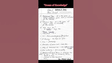 DIRECT TAX - BASIC CONCEPT #directtaxrevision #directtax #mihirshah #tybcomsem5 #tybms