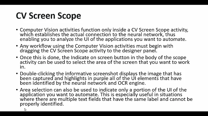 UiPath | AI Computer Vision | Using CV Screen Scope Activity
