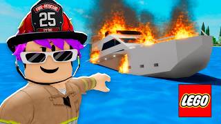 SALVÉ LOS BARCOS SIENDO BOMBERO LEGO! (Brookhaven)