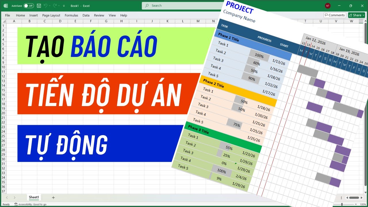 Cách Tạo Báo Cáo Tiến Độ Dự Án Trên Excel Tự Động
