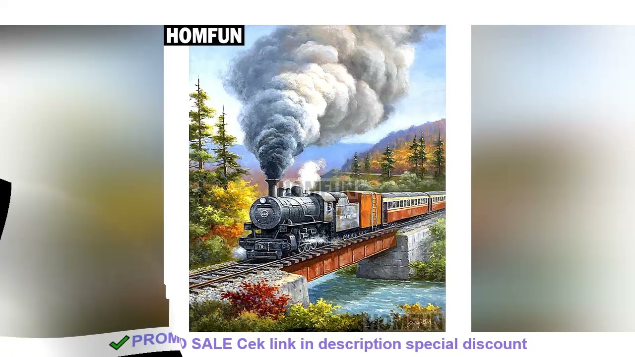 HOMFUN Full Square/Round Drill 5D DIY Diamond Painting "Train landscape" Embroidery Cross Stitch 5D