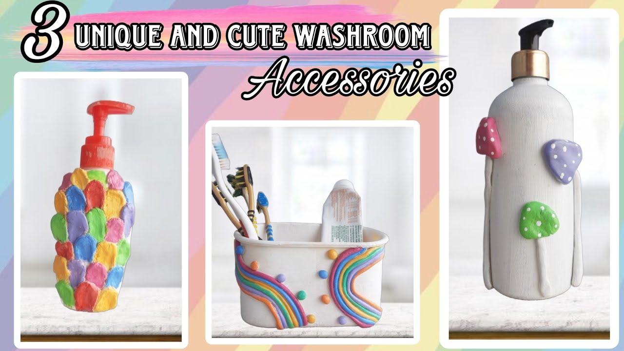 Bathroom accessories set ideas/Rainbow Theme Set/Bathroom Makeover idea ...