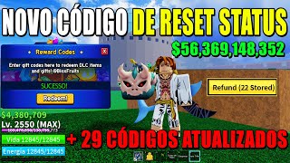 NOVO CÓDIGO DE RESET STATUS + 29 CÓDIGOS DE EXP E BELI DO BLOX FRUITS - blox fruit codes