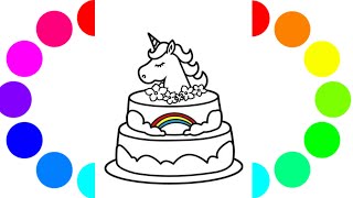 How to Draw a simple cute unicorn cake