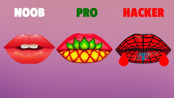 NOOB vs PRO vs HACKER - Lip Art 3D