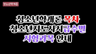 [청소년학개론]목차, 청소년지도사(급수별) 이수 및 시험 과목