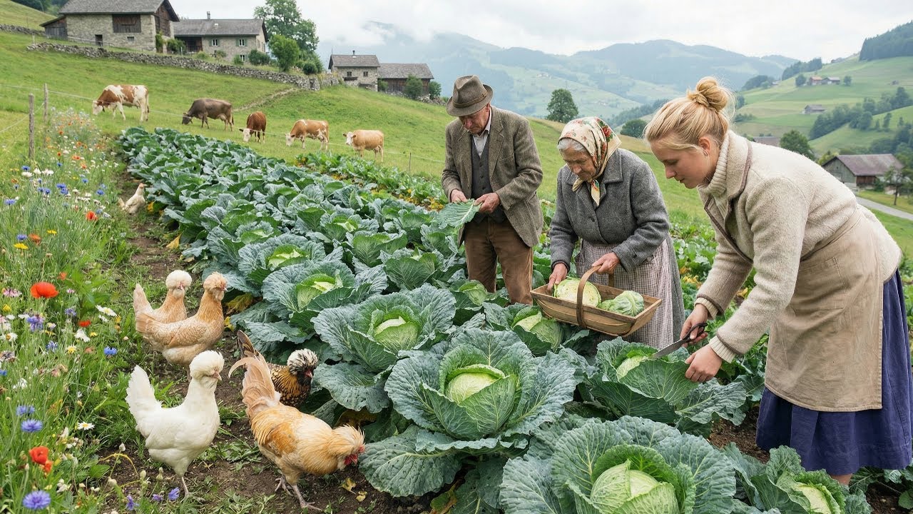 Life in the countryside garden - This is a great way to harvest vegetables - Village farm fresh