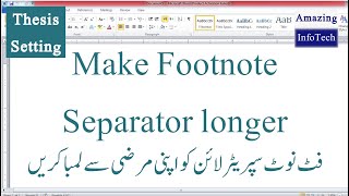 How to Modify Footnote Separator line length in Urdu/ Hindi ll Thesis Setting ll Amazing InfoTech