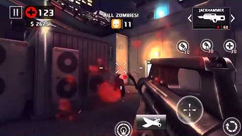 Dead trigger 2 jackhammer & spas level 57 gameplay take no damage iOS on hard no boosters TDU 50+