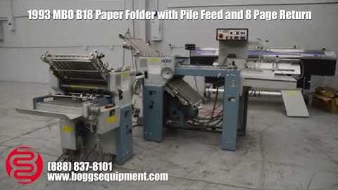 1993 MBO B18 Paper Folder with Pile Feed and 8 Page Return