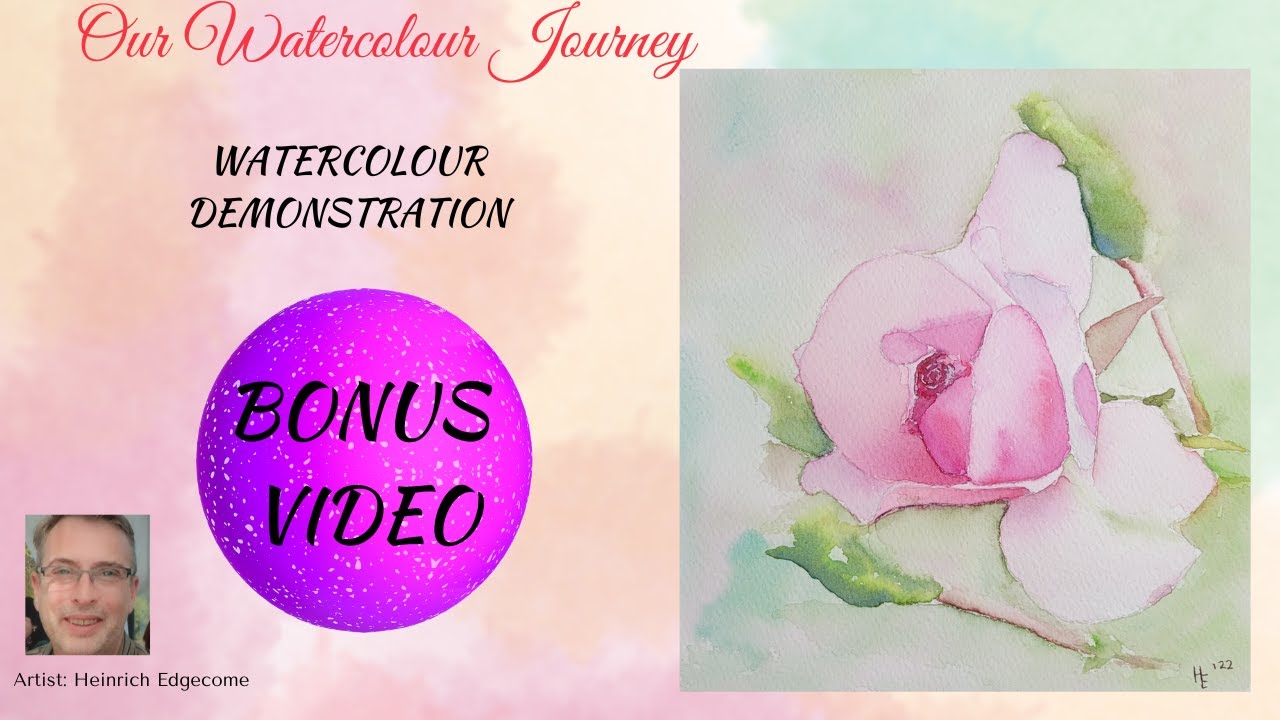 Watercolor demonstration of this delicate pink rose water control