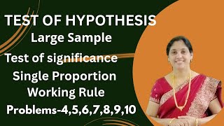 Test of Hypothesis- Large Samples Test of Significance single Proportion Ex-4,5,6,7,8,9,10 Stat