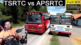 APSRTC vs TSRTC Race Bus Driving with Logitech g29 Steering | ETS2 Telugu screenshot 5