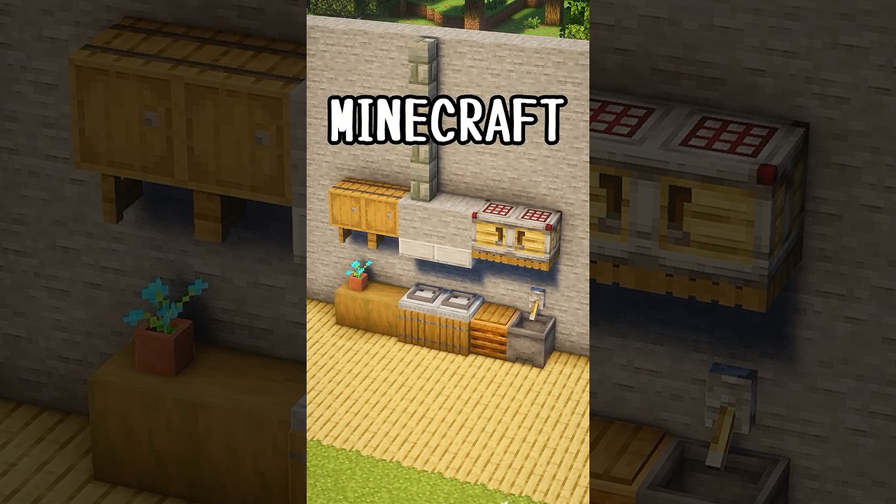 【マイクラ建築】1分で作れるキッチンの作り方 #shorts #minecraft #マイクラ #マイクラ建築