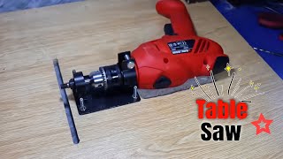 How to make a Homemade Table Saw - Table Saw Drill Attachment- Drill Machine Hack