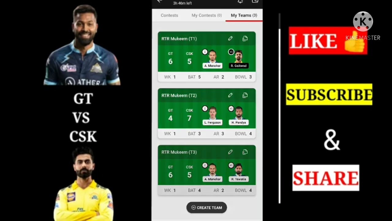 TEAM RANK #1 GT VS CSK BEST TEAM PREDICTION | DREAM 11 2022 | TATA IPL 2022