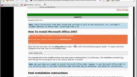 Wine Ubuntu 10.10 Office 2007