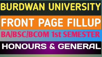 How to write Front page of Burdwan University, Semester-I for BA/BSC/BCOM.
