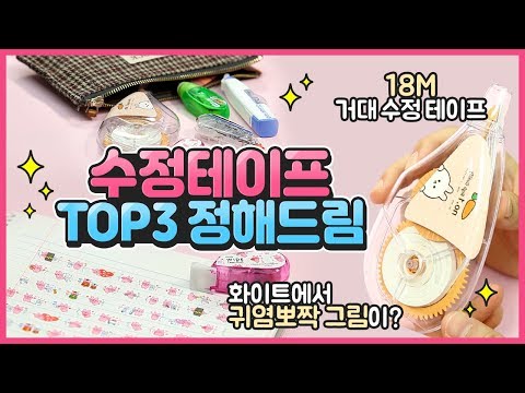 인생 수정테이프 TOP3 알려드림 (+리뷰, 18m 거대 수정테이프, 다꾸용) │미자 TV