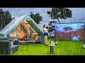 CAMPING IN THE RAIN WITH A LUXURY INFLATABLE TENT☔