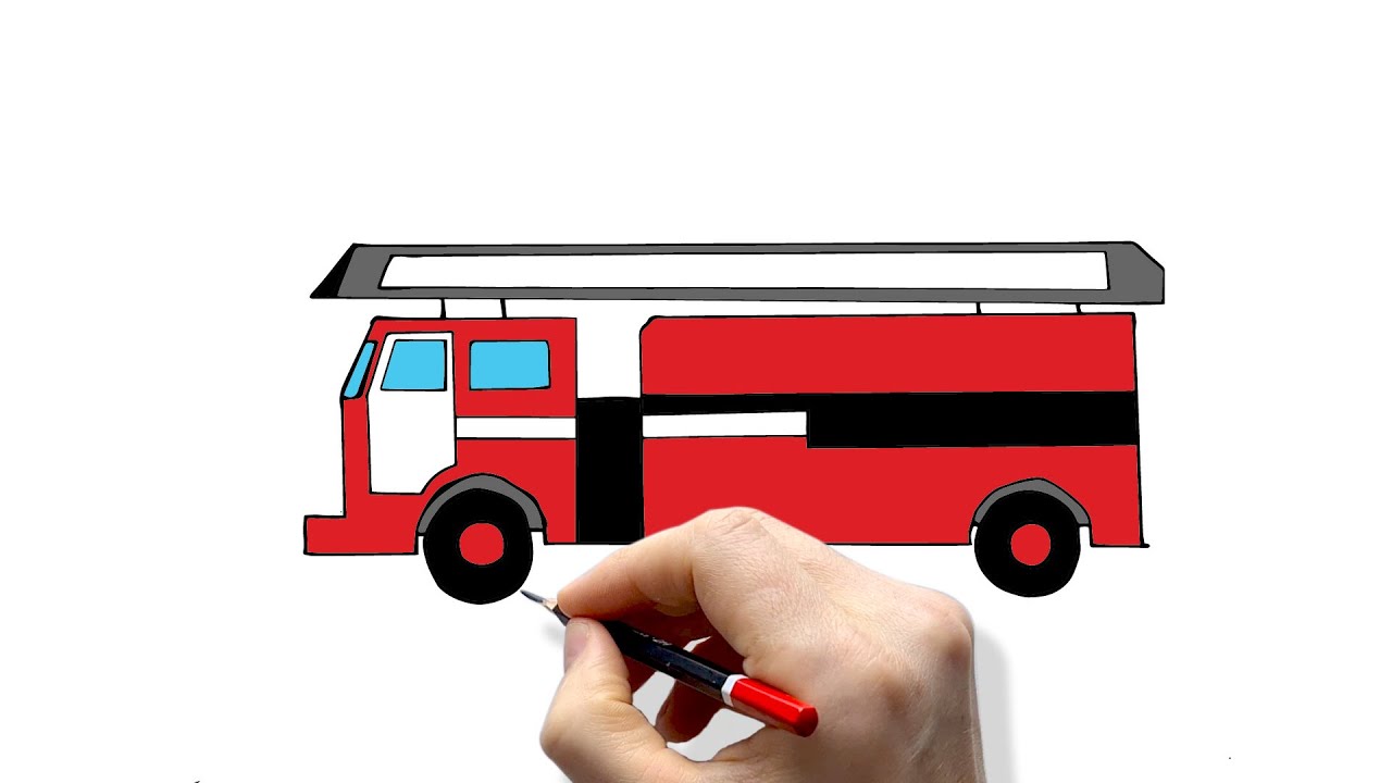 Learn to Draw fire engine: Step by Step Tutorial for Kids - How to draw