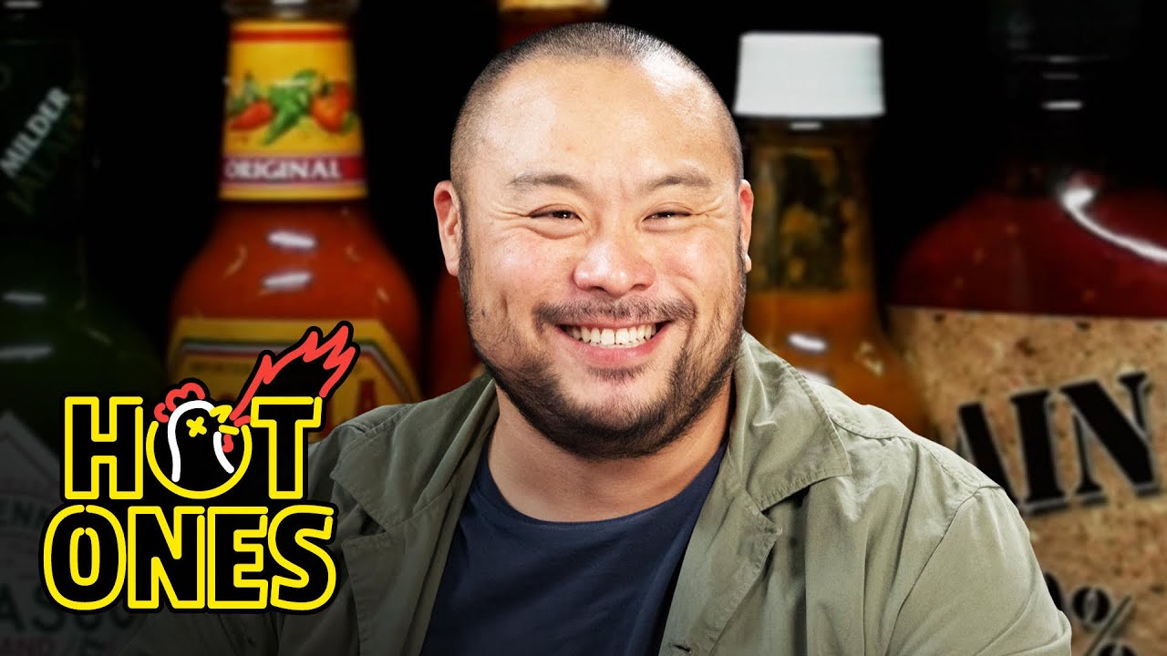 David Chang Sweats Like Crazy While Eating Spicy Wings | Hot Ones | First We Feast