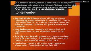 2020.2021 Grade 8 Registration Meeting
