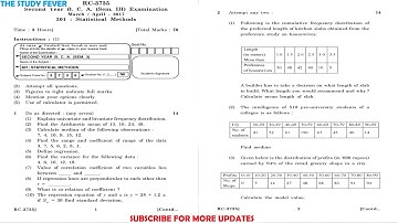 BCA 2nd Year | STATISTICAL METHODS Important Exam Question (Semester-3)