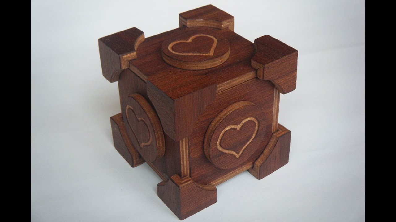 portal companion cube wooden puzzle box - YouTube