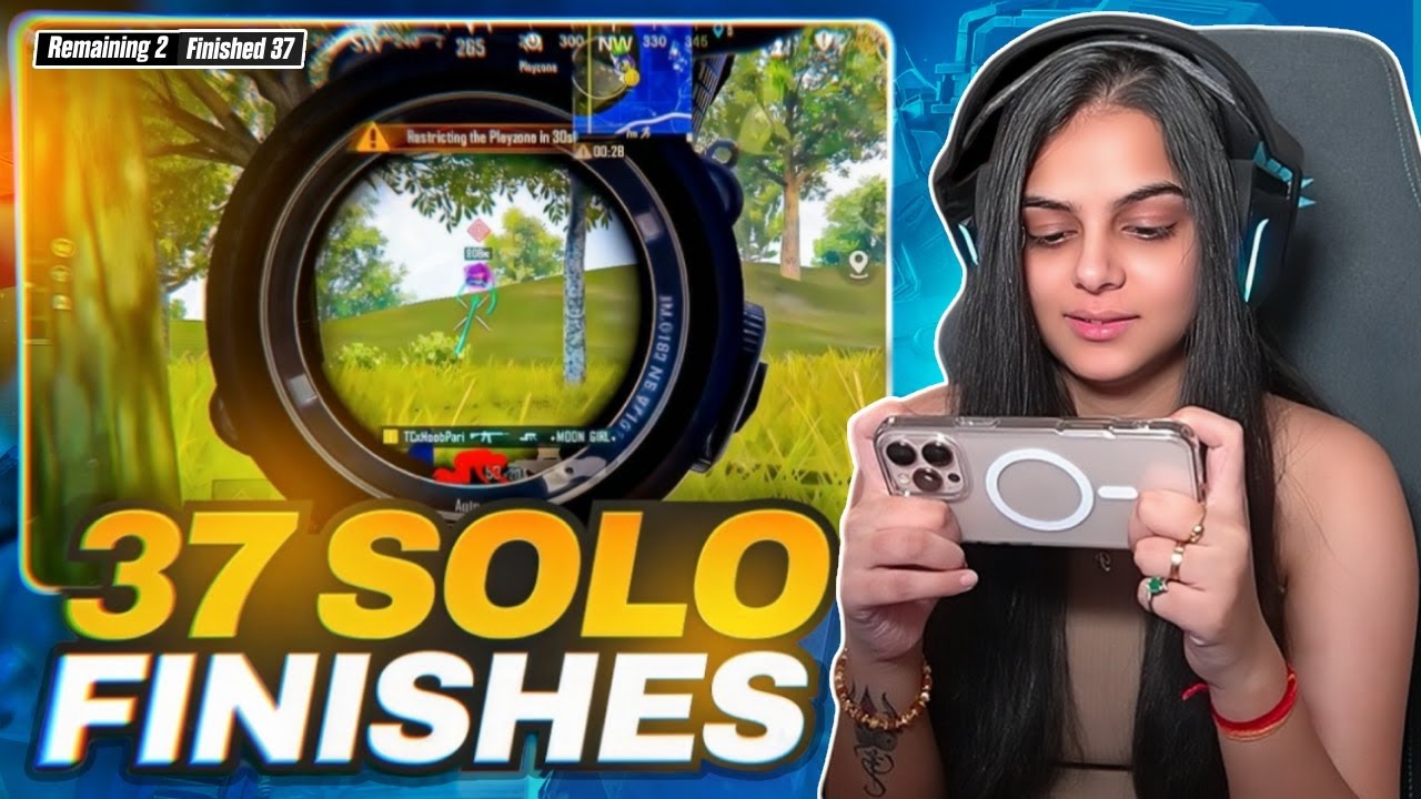 37 SOLO FINISHES BY GIRL GAMER IN 3.9 UPDATE 🤯☠️ #BGMIRisingStar #KIE #RisingStar