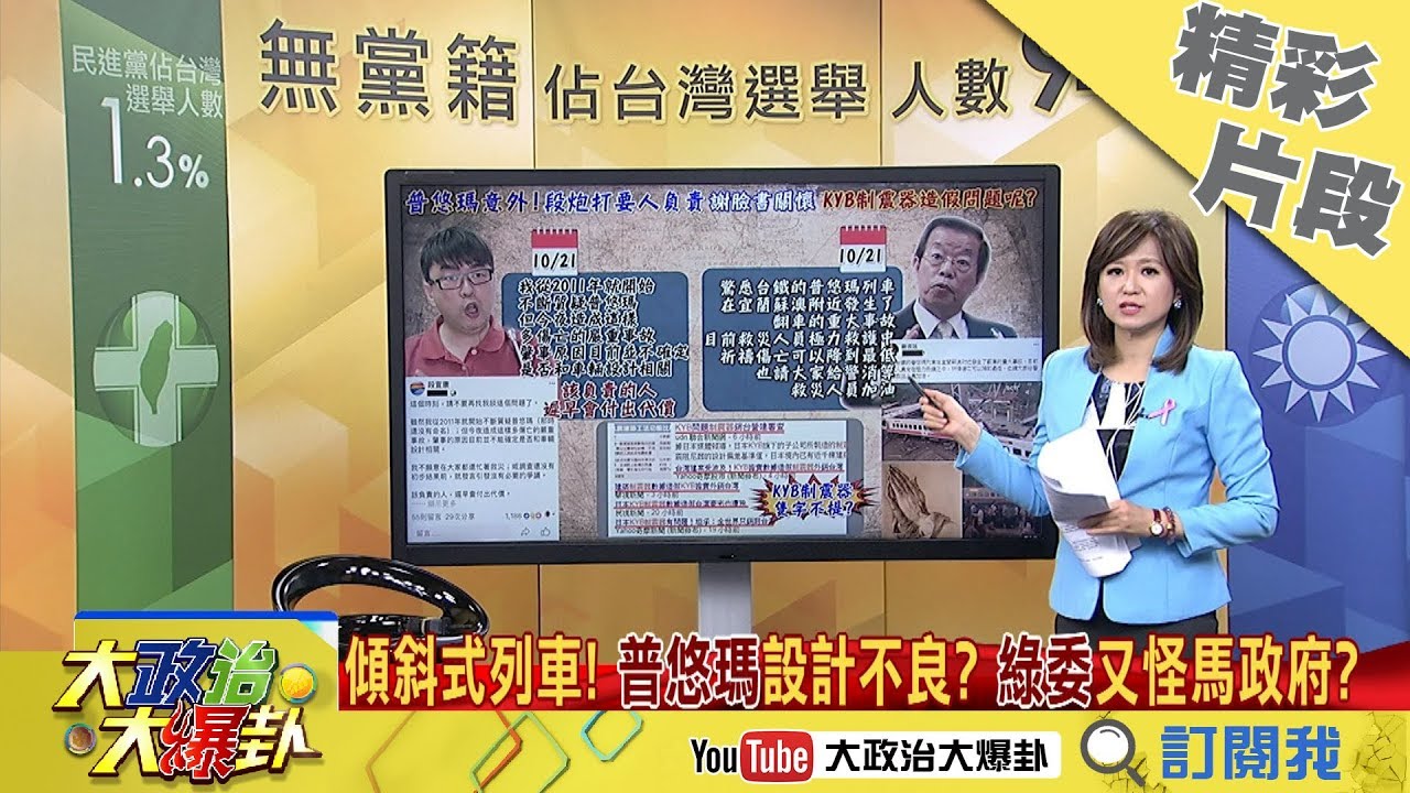 【精彩】普悠瑪意外！段宜康又怪馬政府？　KYB制震器造假「只銷台灣」謝長廷臉書隻字不提 時事大家談