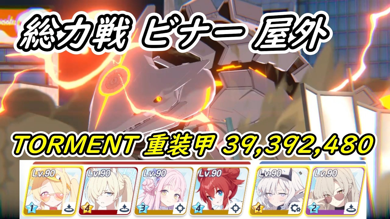 【ブルアカ】総力戦 ビナー 屋外 重装甲 TORMENT １凸 39,392,480 2026/02
