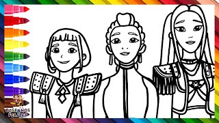 Desenha e Colora Rumi, Mira e Zoey de HUNTRIX de Guerreiras do K POP 👩‍🎤✨👹🗡️🌈 Desenhos para Crianças
